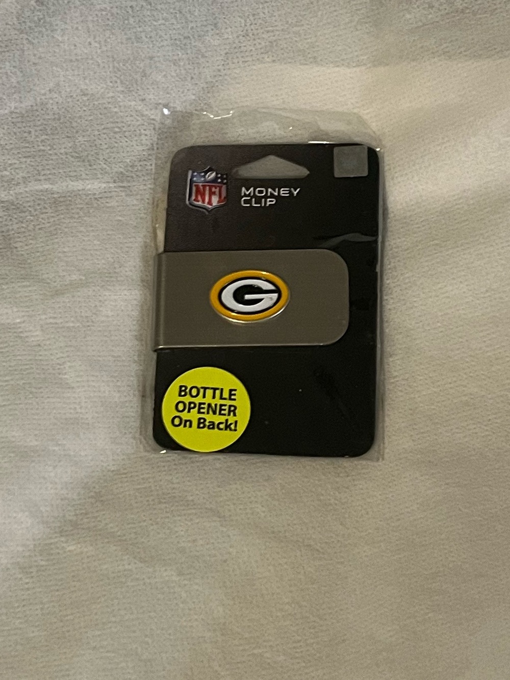 NFL Green Bay Packers Silver Money Clip with Team Logo and bottle opener